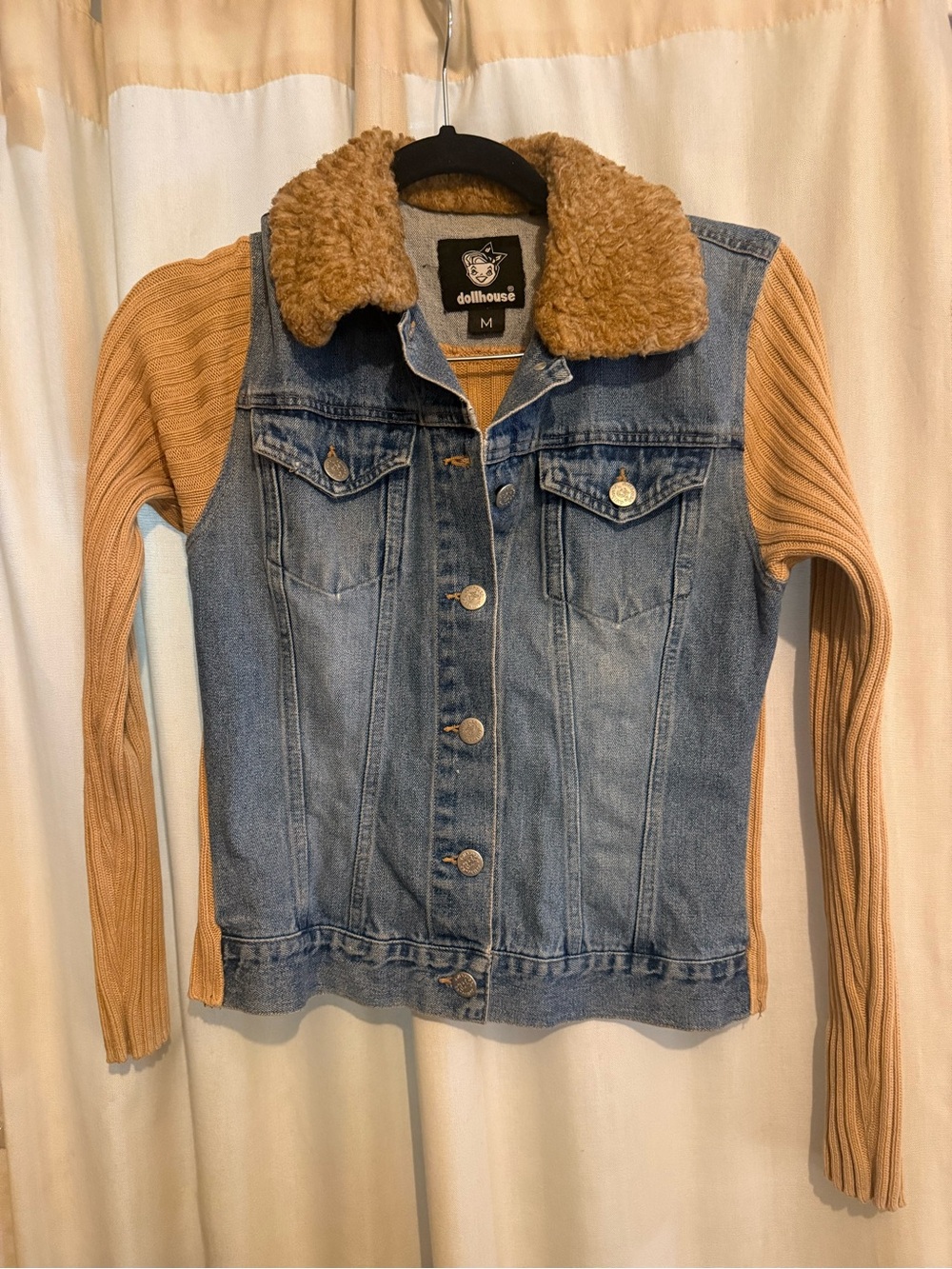 Y2K Dollhouse Jean Jacket with Faux Fur Medium
